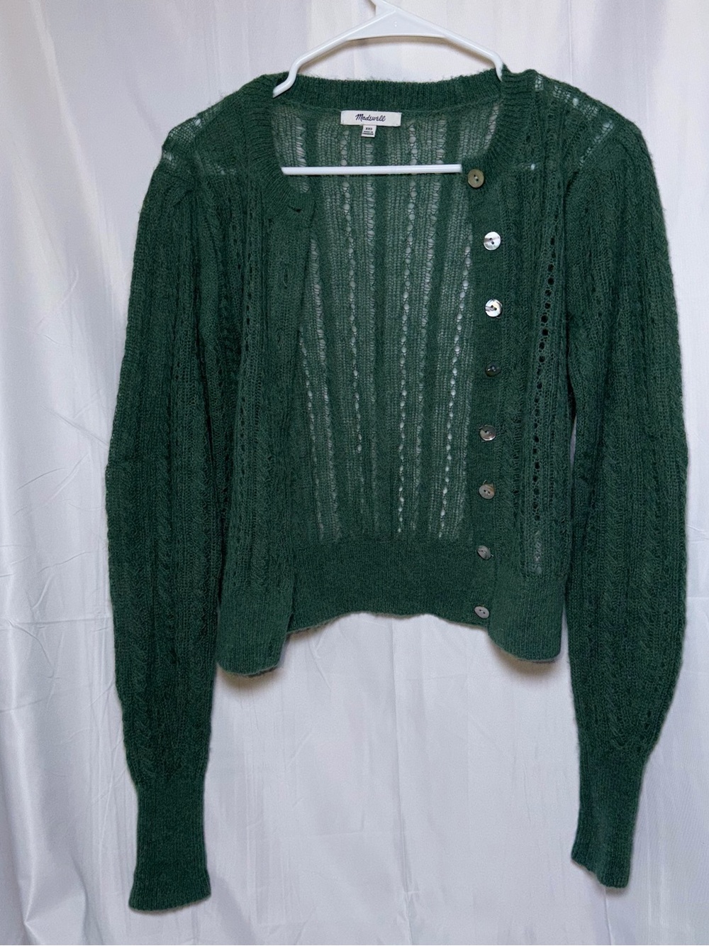 Madewell Sage Green Openwork Knit Cardigan